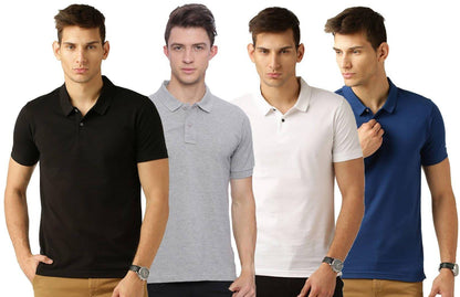 Men's Half Sleeves Polo Neck T-shirt (Pack of 4)